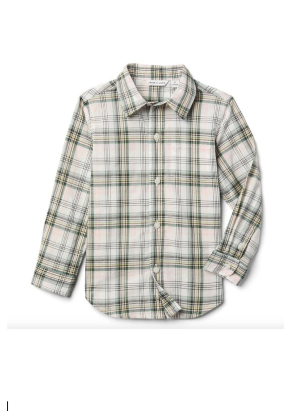 NWT Janie and Jack Green Plaid Boy Jet Madras Roll-Cuff Shirt Sz 4